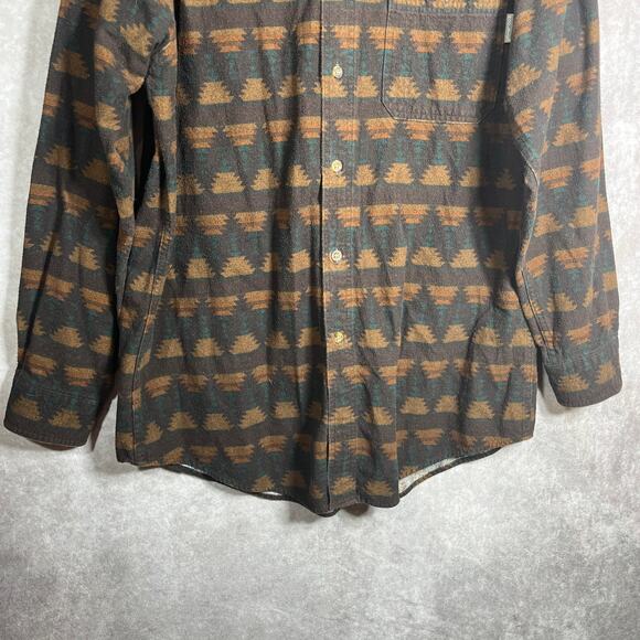 Woolrich Shirt Mens Large Brown Aztec Southwestern Flannel‎ Button Long Sleeves - Picture 3 of 9